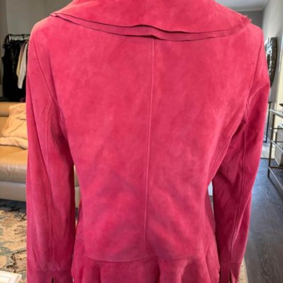 Pink Suede Ruffle Jacket - - Picture 4 of 7